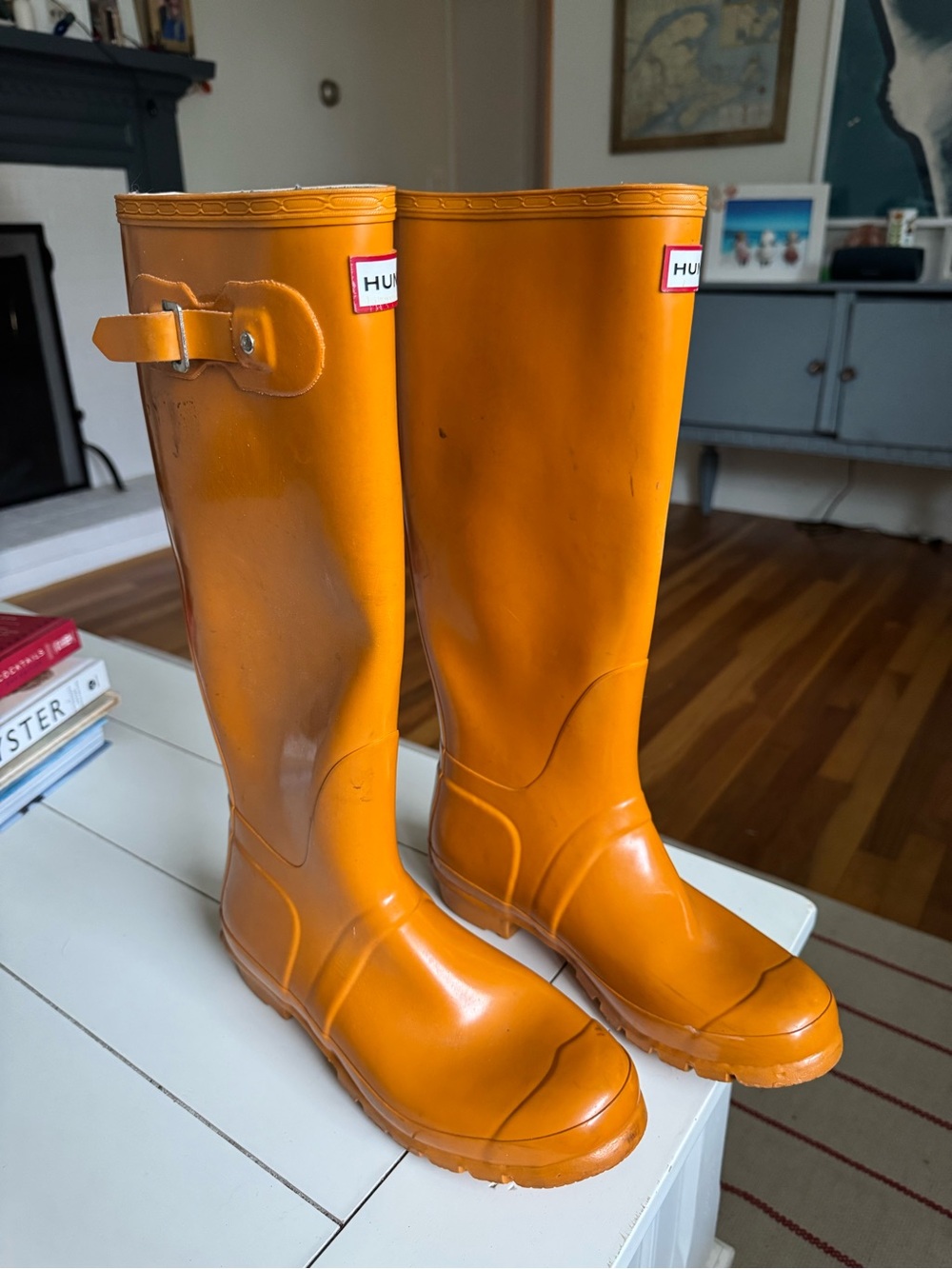 Hunter Bright Orange Knee-High Rain Boots